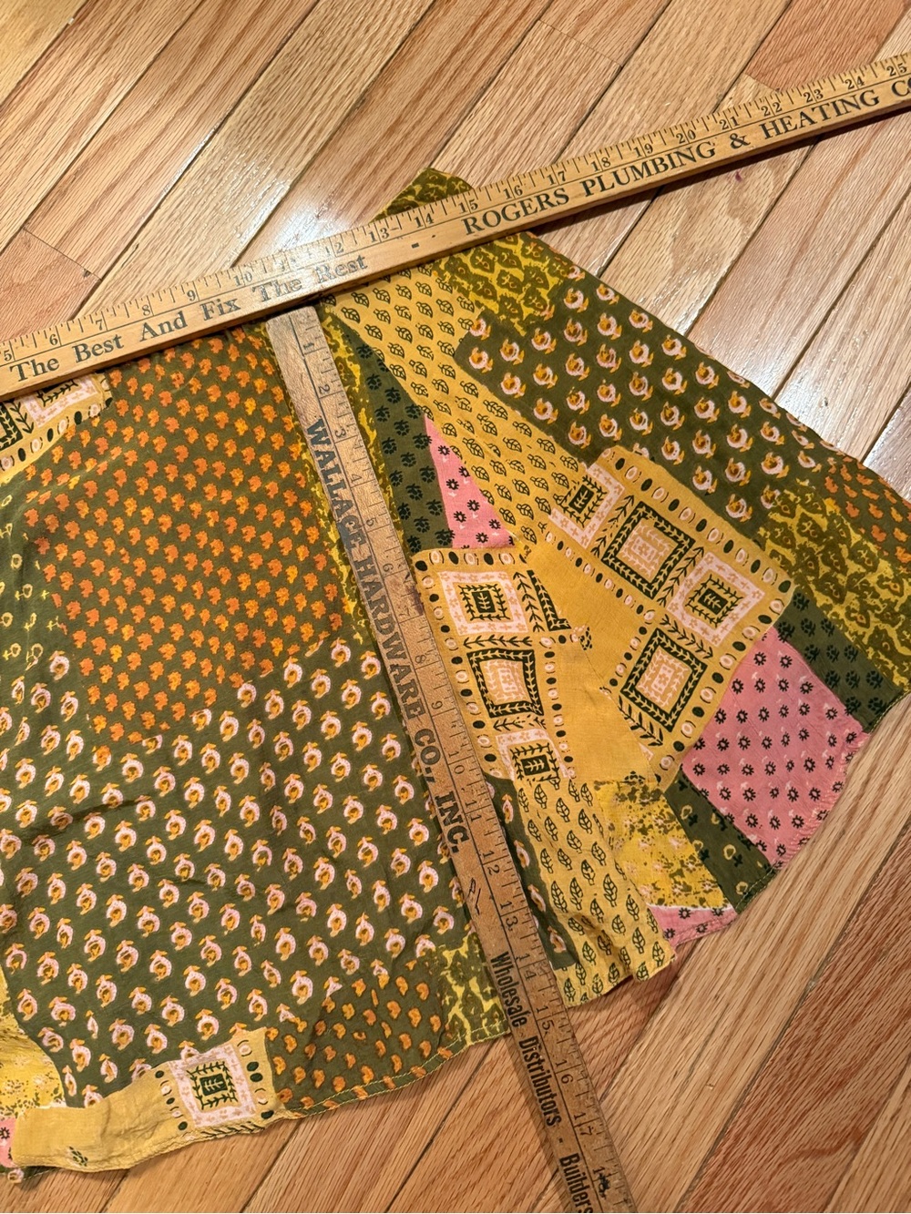 Urban Outfitters Olive, Mustard & Pink Patchwork Side Zip Mini Skirt - Picture 7 of 9
